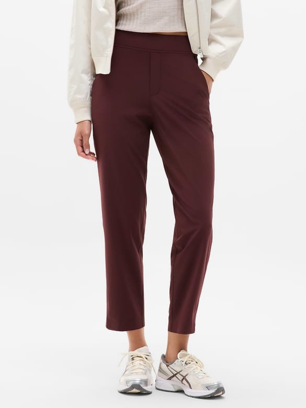Athleta Cropped Stretch Pants in Burgundy Brooklyn Mid Rise Ankle Pant 20